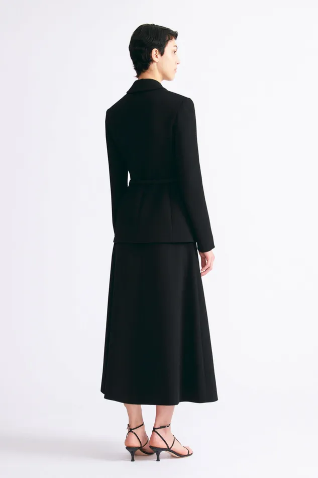 Sato Inverted Pleat ALine Skirt Black Double Crepe Women Skirts Emilia Wickstead Sato Inverted Pleat ALine Skirt Black Double Crepe Women Skirts Emilia Wickstead