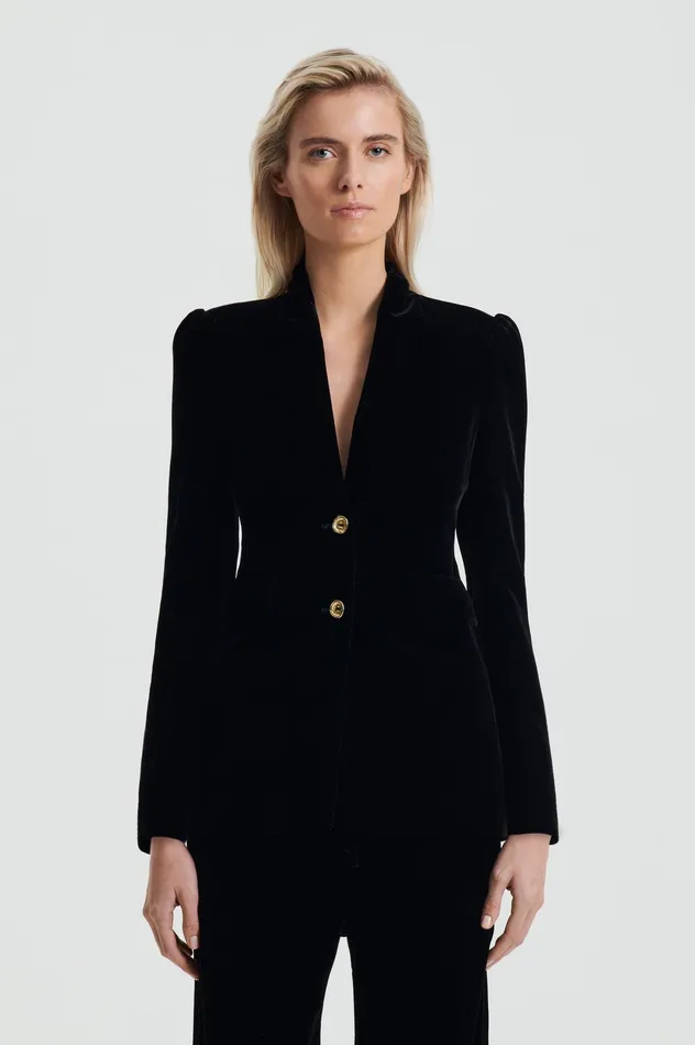 Scanlan Theodore Jackets Women VELVET JACKET BLACK Scanlan Theodore Jackets Women VELVET JACKET BLACK