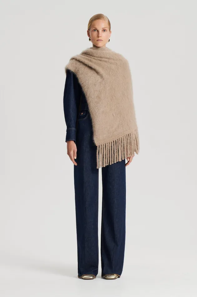 Scarves BRUSHED FRINGED CAPE NOUGAT Scanlan Theodore Women