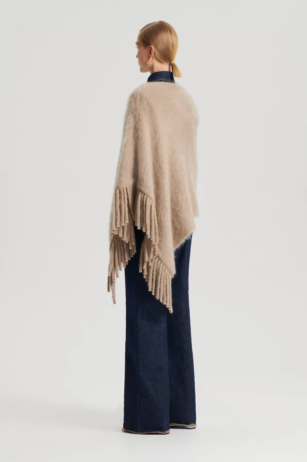 Scarves BRUSHED FRINGED CAPE NOUGAT Scanlan Theodore Women Scarves BRUSHED FRINGED CAPE NOUGAT Scanlan Theodore Women
