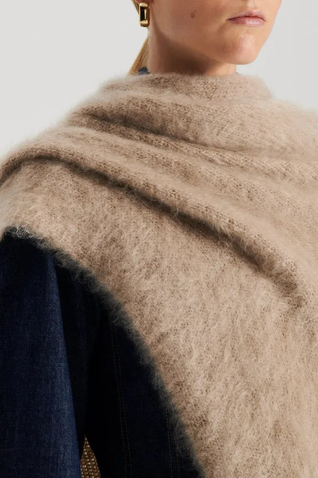 Scarves BRUSHED FRINGED CAPE NOUGAT Scanlan Theodore Women Scarves BRUSHED FRINGED CAPE NOUGAT Scanlan Theodore Women