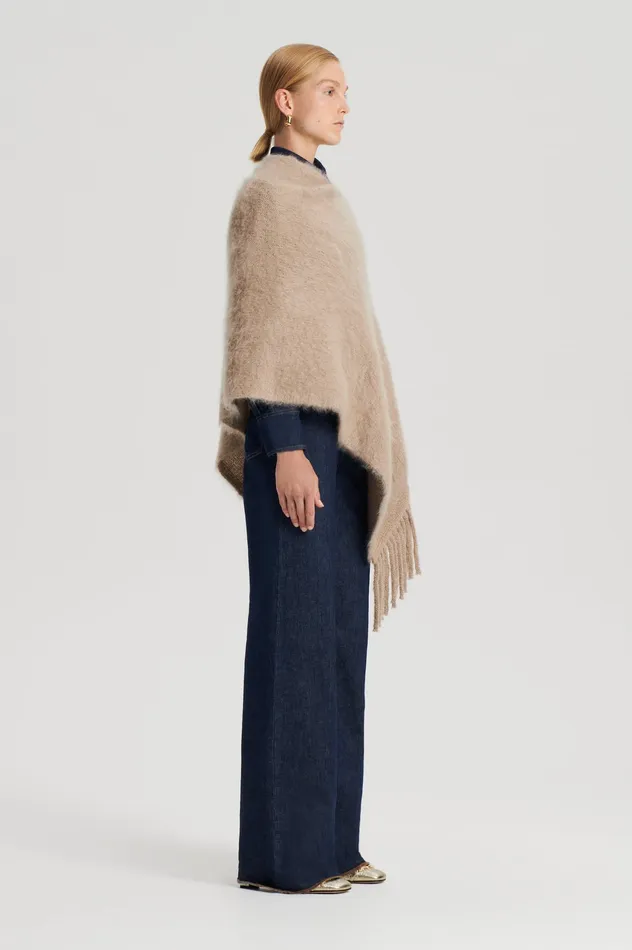Scarves BRUSHED FRINGED CAPE NOUGAT Scanlan Theodore Women Scarves BRUSHED FRINGED CAPE NOUGAT Scanlan Theodore Women