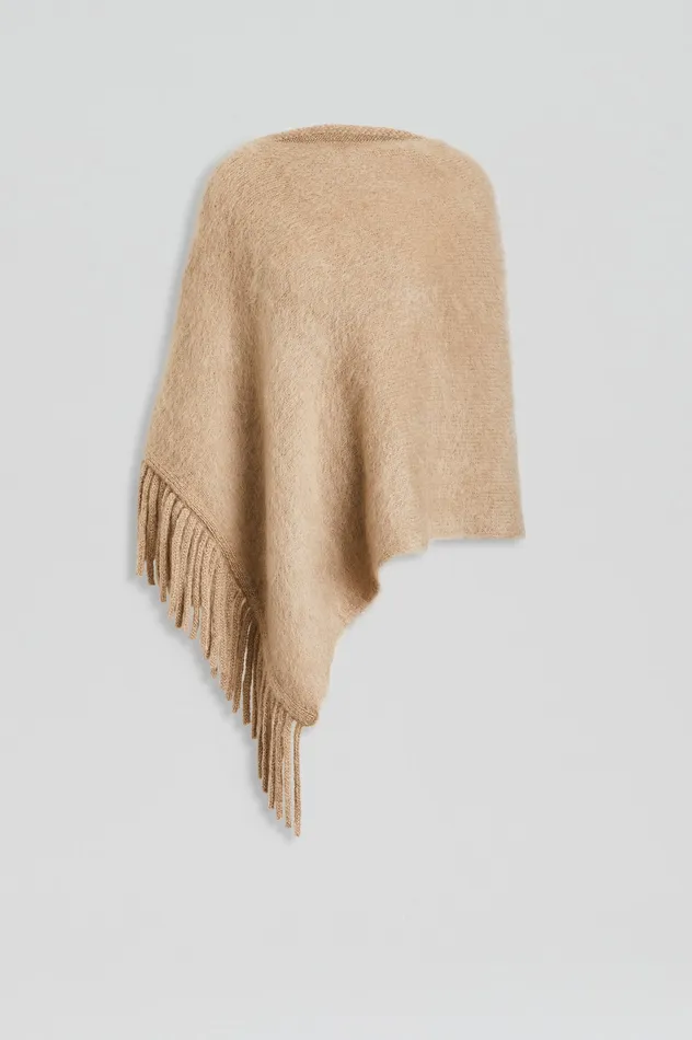 Scarves BRUSHED FRINGED CAPE NOUGAT Scanlan Theodore Women Scarves BRUSHED FRINGED CAPE NOUGAT Scanlan Theodore Women