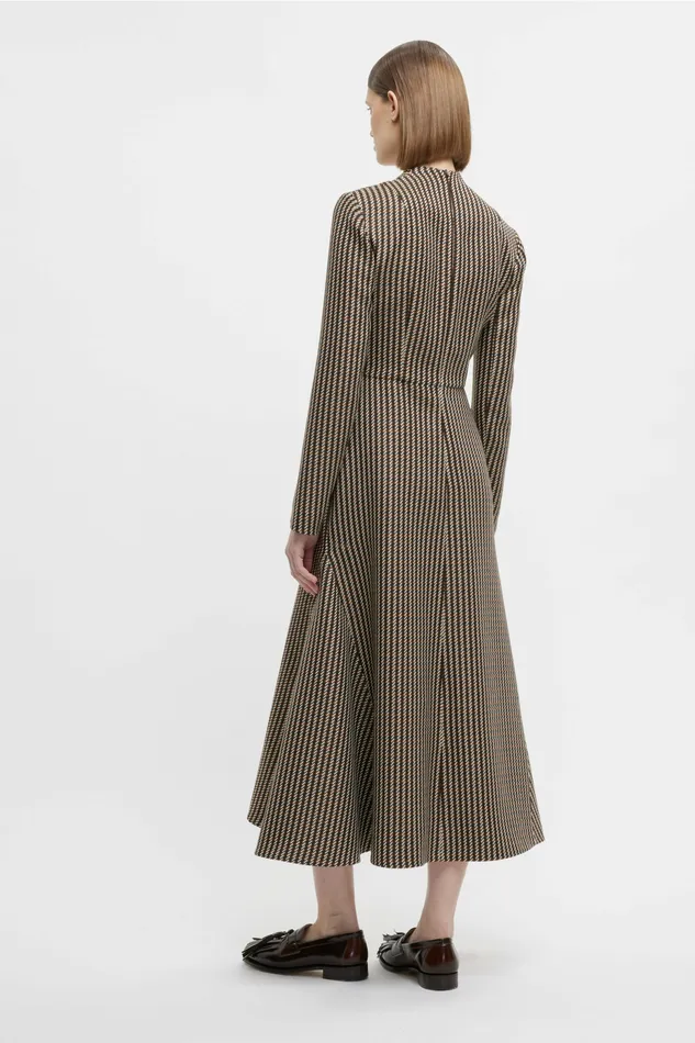 Seneca Dress In Tan and Ivory Merino Shetland Dresses Emilia Wickstead Women