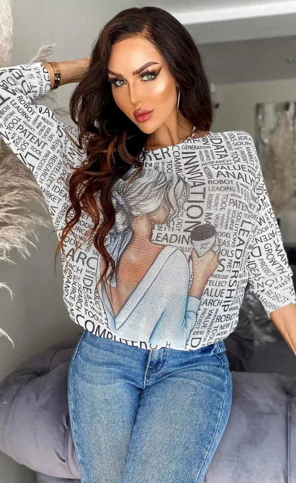 Serina Coffee Printed Batwing Top Women Missfiga Tops Serina Coffee Printed Batwing Top Women Missfiga Tops
