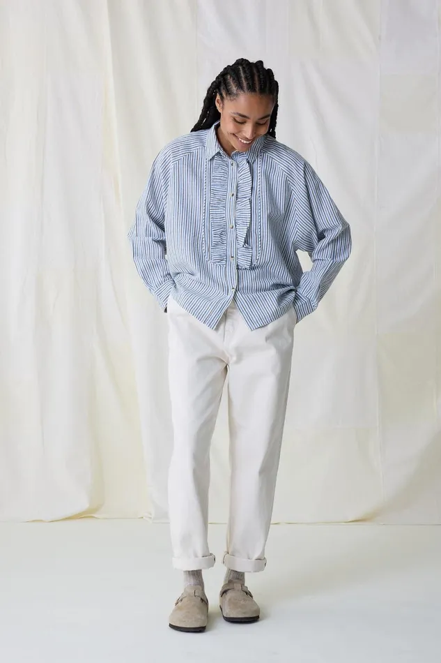 Shirts and Blouses Women Leon and Harper Choral Stripe Shirt Blue