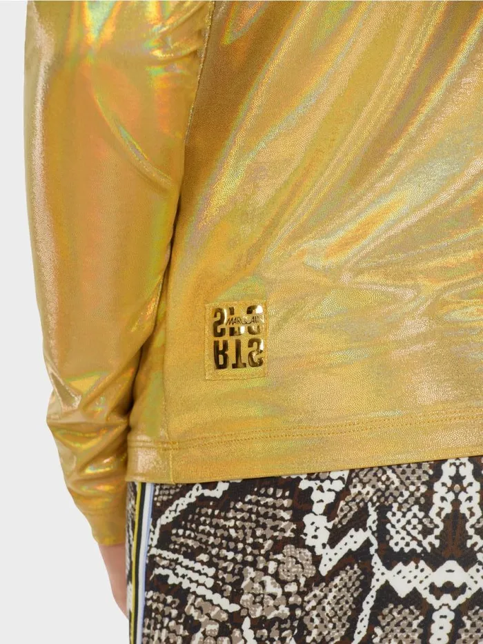 Shirts and Tops Damen Marc Cain Elegant Glnzendes Longsleeve Gold