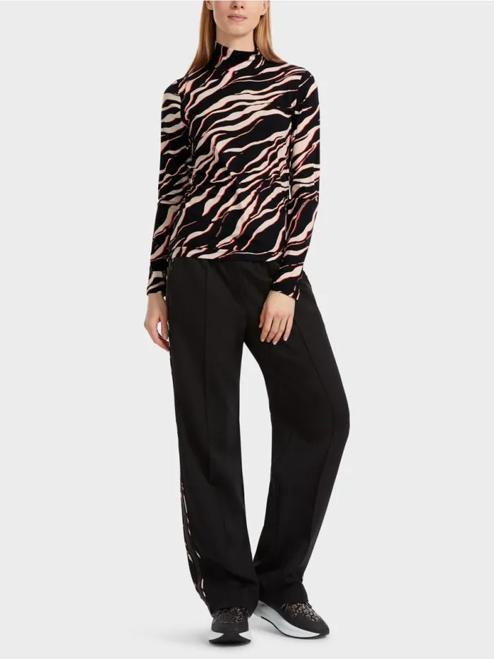 Shirts and Tops Damen Marc Cain LangarmShirt Mit LeoPrint Campari