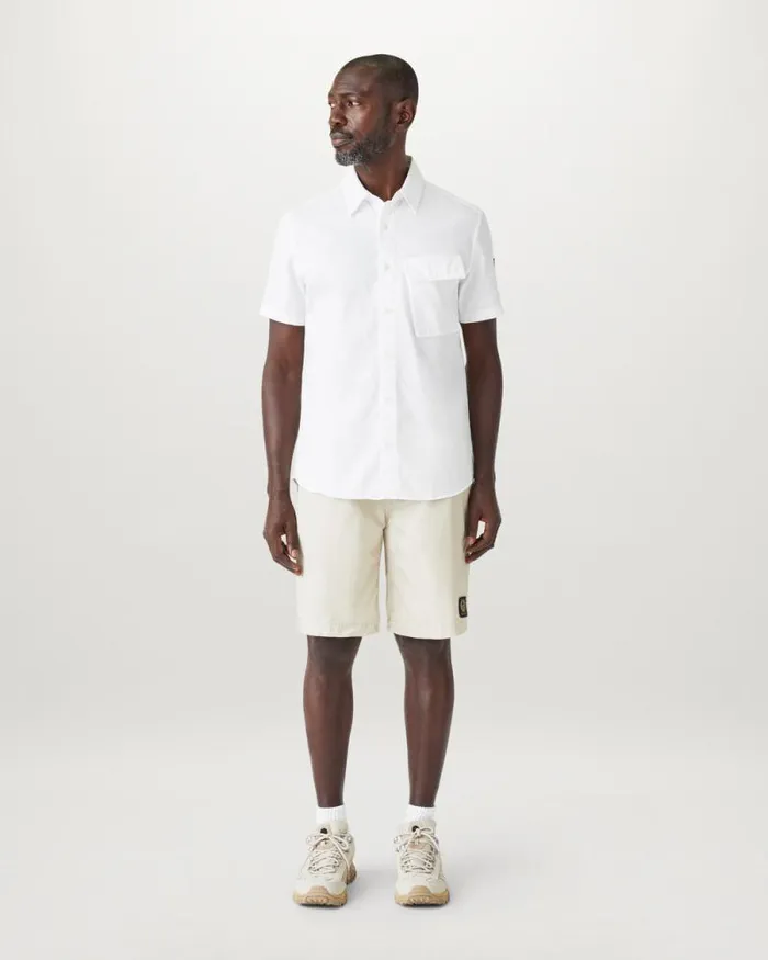 Shirts Men Belstaff Scale Short Sleeve Shirt White Shirts Men Belstaff Scale Short Sleeve Shirt White