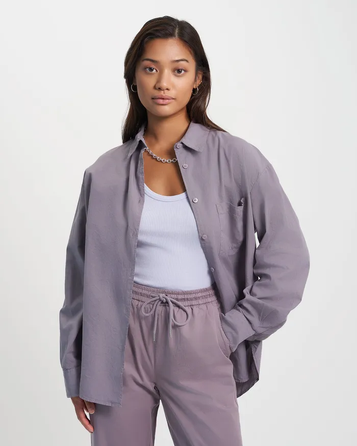 Shirts Organic Oversized Shirt 8211 Storm Grey Colorfulstandard Women