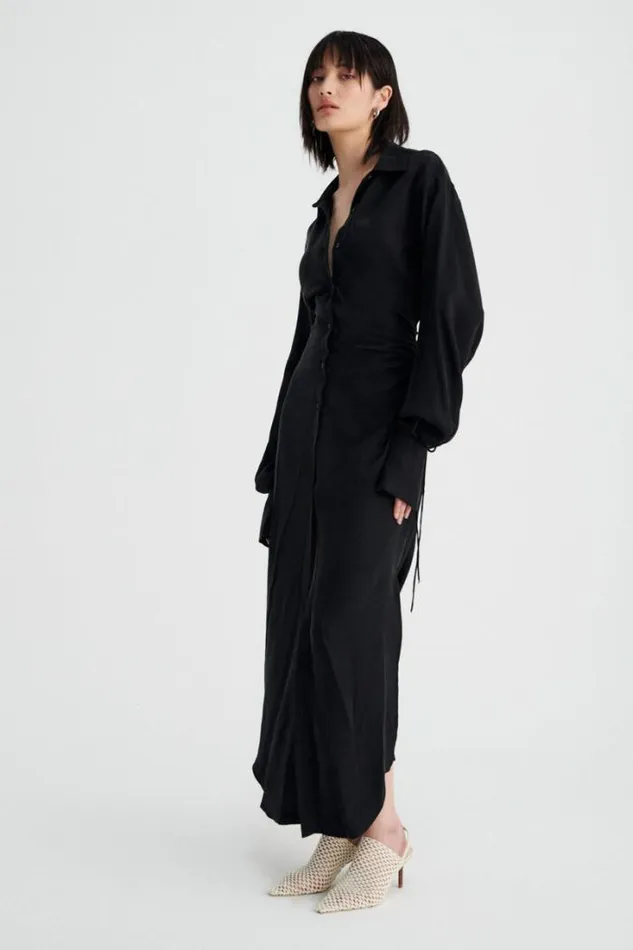 Shop SUBOO Dresses Halley Maxi Shirt Dress 8211 Black