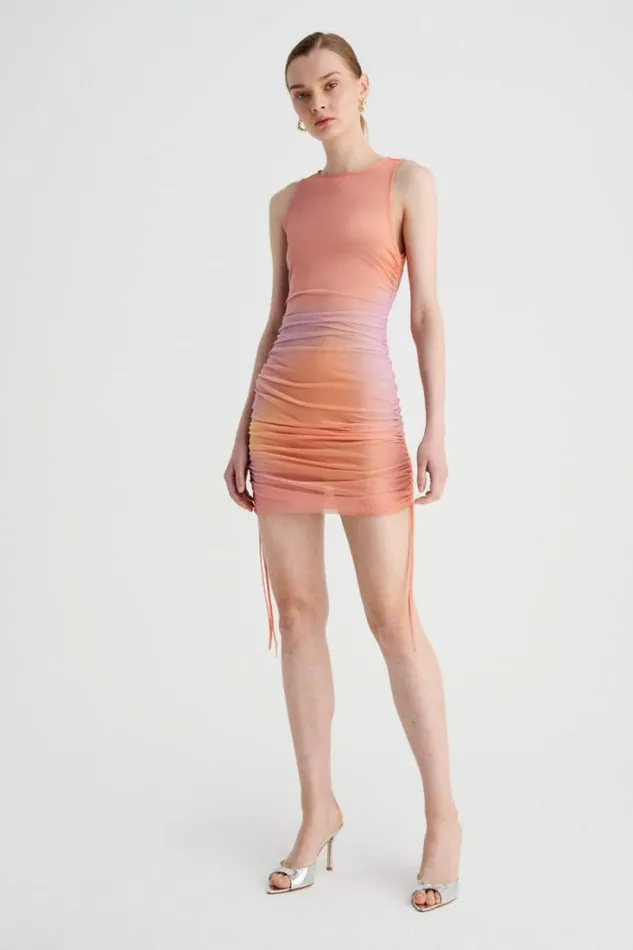 Shop SUBOO Dresses Venus Mesh Rouched Mini Dress