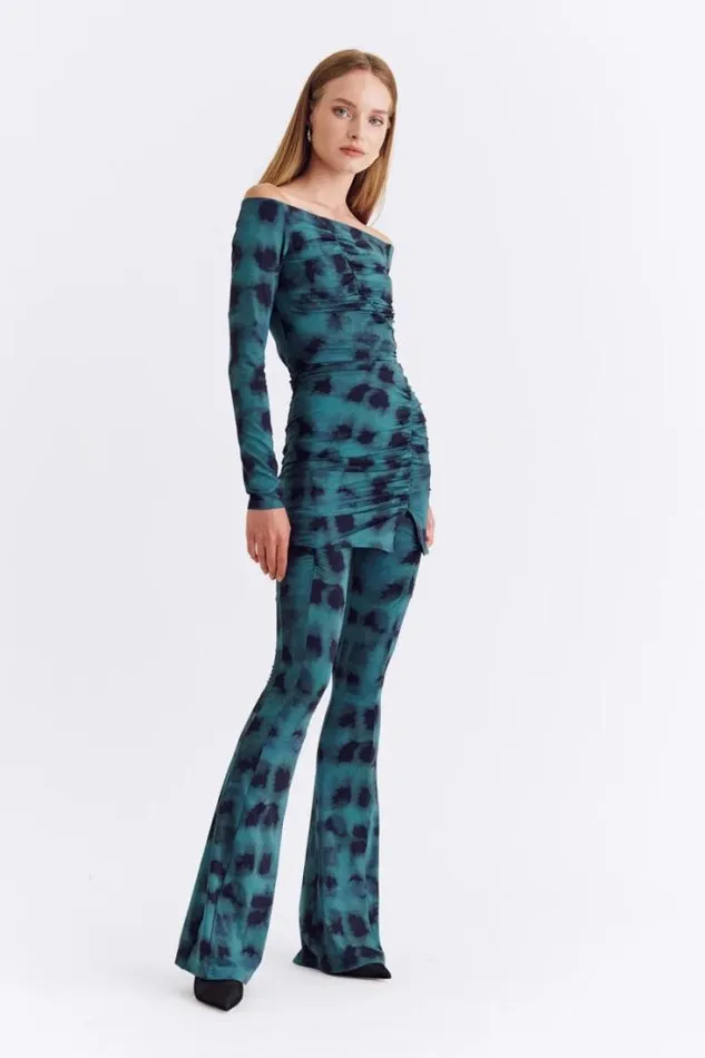Shop SUBOO Matching Sets Shibori Gathered Pants 8211 Green
