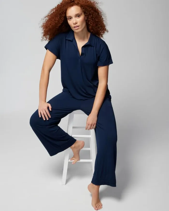 Soma Cool Nights Pintuck WideLeg Pajama Pants Nightfall Navy Women Matching Sets and Separates Soma Cool Nights Pintuck WideLeg Pajama Pants Nightfall Navy Women Matching Sets and Separates