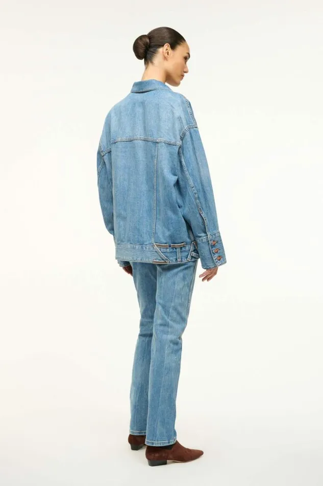 STAUD Denim WRANGLER THE BIGGEST JEAN JACKET Mid Blue 8211 Women STAUD Denim WRANGLER THE BIGGEST JEAN JACKET Mid Blue 8211 Women