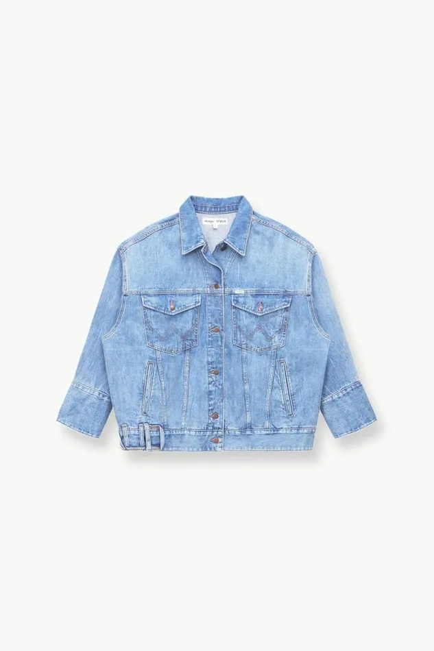 STAUD Denim WRANGLER THE BIGGEST JEAN JACKET Mid Blue 8211 Women STAUD Denim WRANGLER THE BIGGEST JEAN JACKET Mid Blue 8211 Women