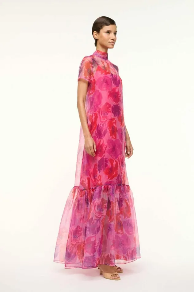 STAUD Dresses CALLUNA DRESS Magenta Painted Floral 8211 Women STAUD Dresses CALLUNA DRESS Magenta Painted Floral 8211 Women