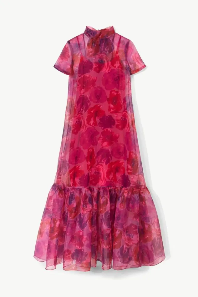 STAUD Dresses CALLUNA DRESS Magenta Painted Floral 8211 Women STAUD Dresses CALLUNA DRESS Magenta Painted Floral 8211 Women