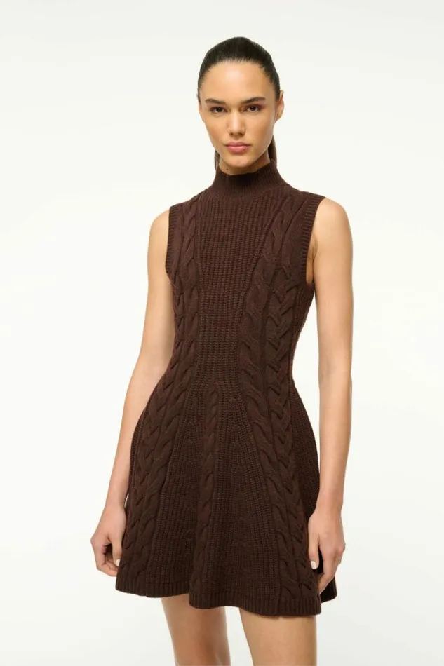 STAUD Dresses CHARADE DRESS Dark Chocolate 8211 Women STAUD Dresses CHARADE DRESS Dark Chocolate 8211 Women