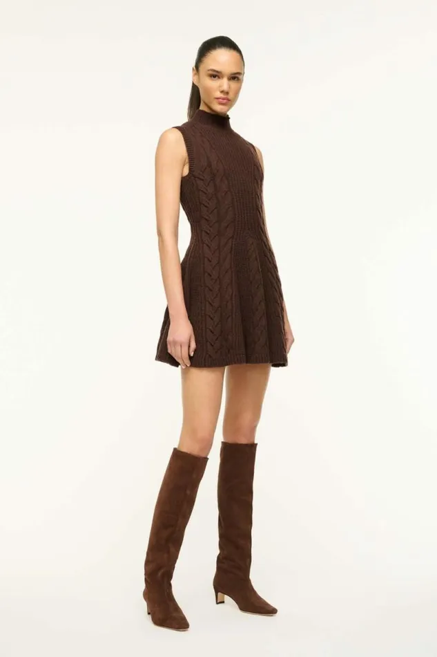 STAUD Dresses CHARADE DRESS Dark Chocolate 8211 Women STAUD Dresses CHARADE DRESS Dark Chocolate 8211 Women