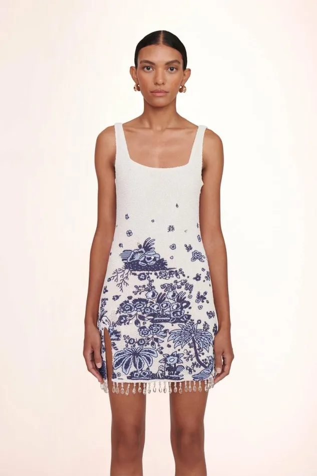 STAUD Dresses LE SABLE DRESS Blue Toile 8211 Women STAUD Dresses LE SABLE DRESS Blue Toile 8211 Women