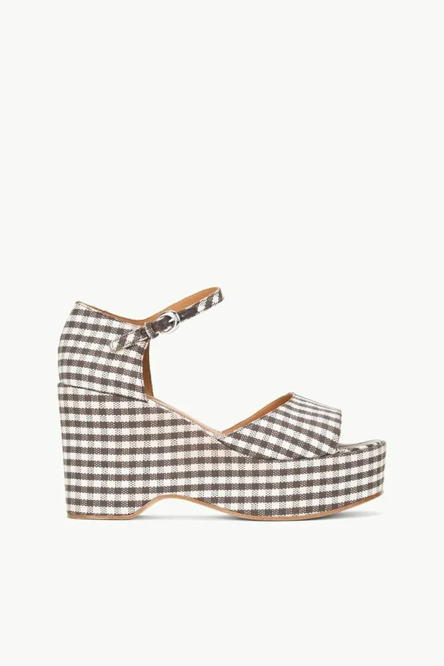 STAUD Platforms and Wedges STELLA PLATFORM SANDAL Dark Chocolate Micro Check 8211 Women STAUD Platforms and Wedges STELLA PLATFORM SANDAL Dark Chocolate Micro Check 8211 Women