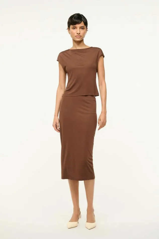 STAUD Skirts CHANA SKIRT Dark Oak 8211 Women STAUD Skirts CHANA SKIRT Dark Oak 8211 Women