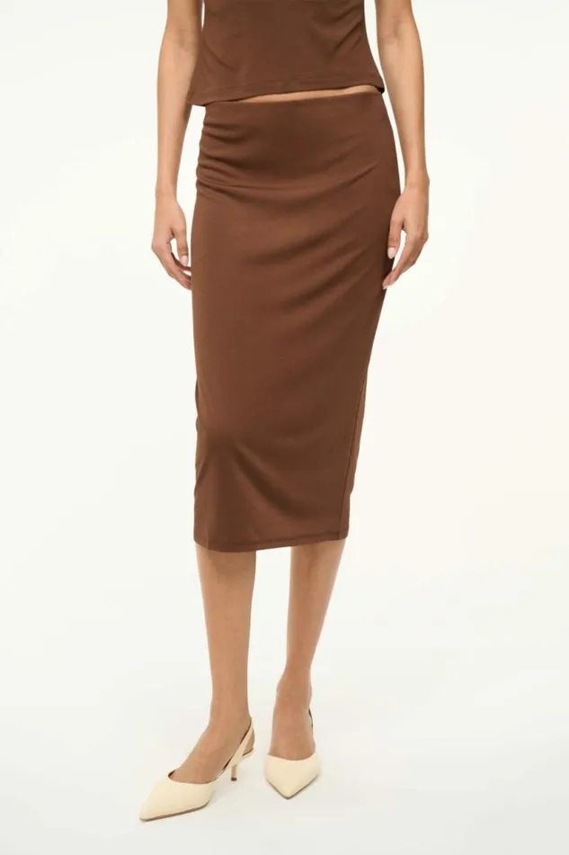 STAUD Skirts CHANA SKIRT Dark Oak 8211 Women STAUD Skirts CHANA SKIRT Dark Oak 8211 Women