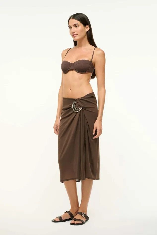 STAUD Swim CHIARA COVERUP SKIRT Dark Chocolate 8211 Women