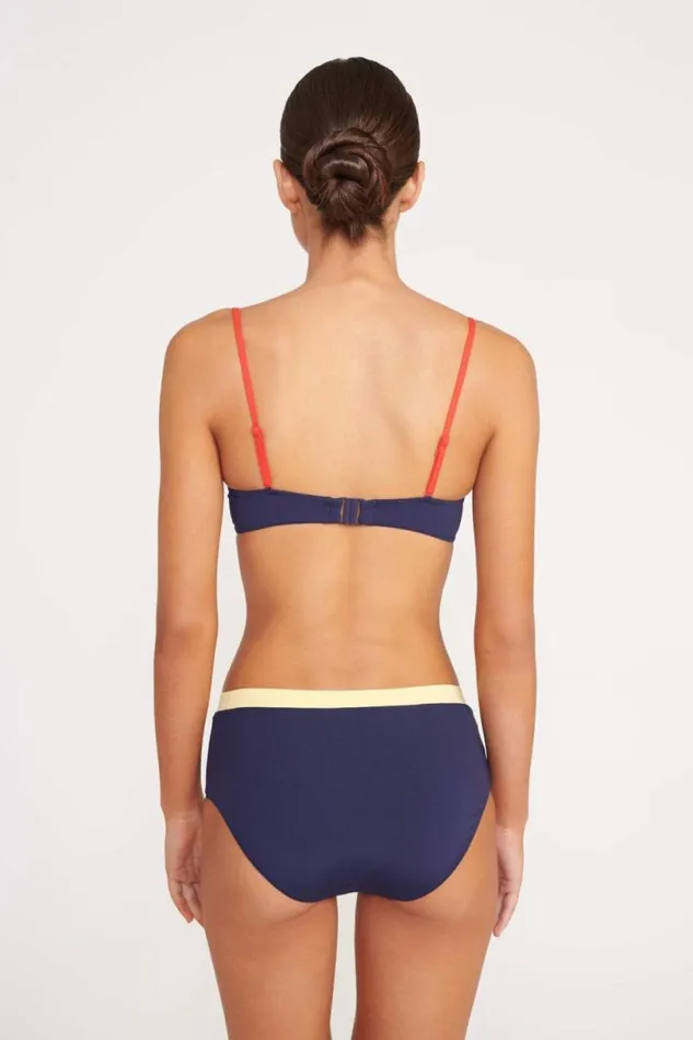 STAUD Swim DEVON HIGH RISE BIKINI BOTTOM Navy Colorblock 8211 Women STAUD Swim DEVON HIGH RISE BIKINI BOTTOM Navy Colorblock 8211 Women