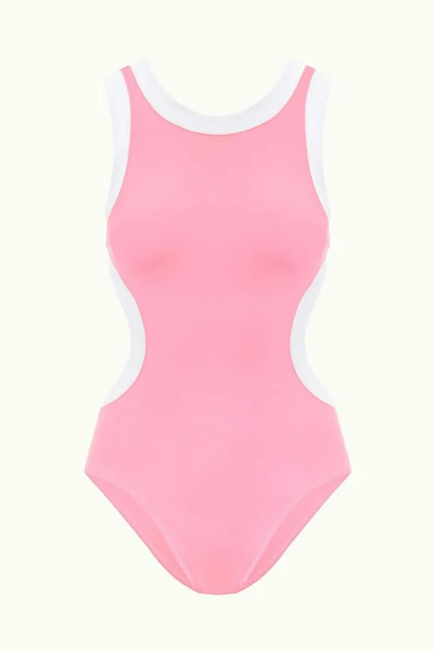 STAUD Swim DOLCE ONE PIECE Coral Pink White 8211 Women STAUD Swim DOLCE ONE PIECE Coral Pink White 8211 Women