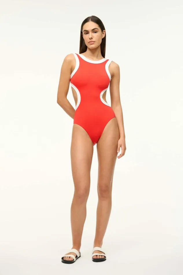 STAUD Swim DOLCE ONE PIECE Red White 8211 Women STAUD Swim DOLCE ONE PIECE Red White 8211 Women