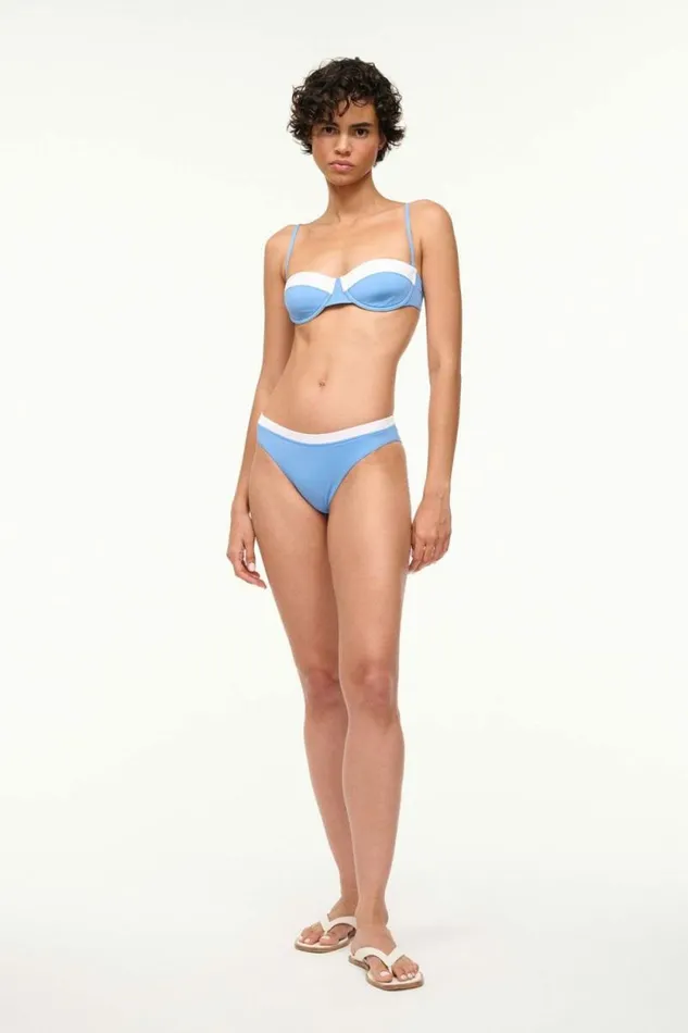 STAUD Swim JO BALCONETTE BIKINI TOP Azure White 8211 Women STAUD Swim JO BALCONETTE BIKINI TOP Azure White 8211 Women