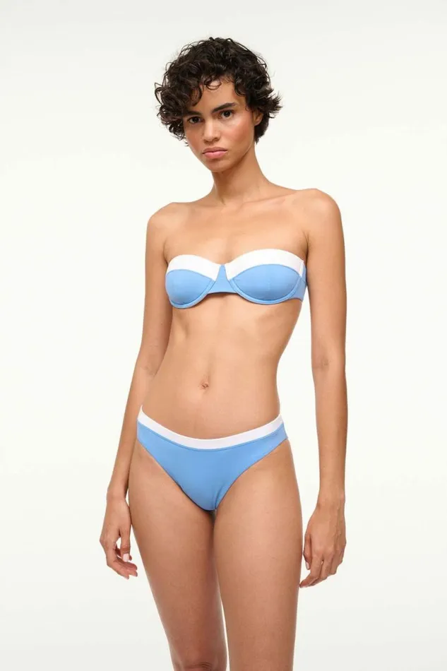 STAUD Swim JO BALCONETTE BIKINI TOP Azure White 8211 Women STAUD Swim JO BALCONETTE BIKINI TOP Azure White 8211 Women