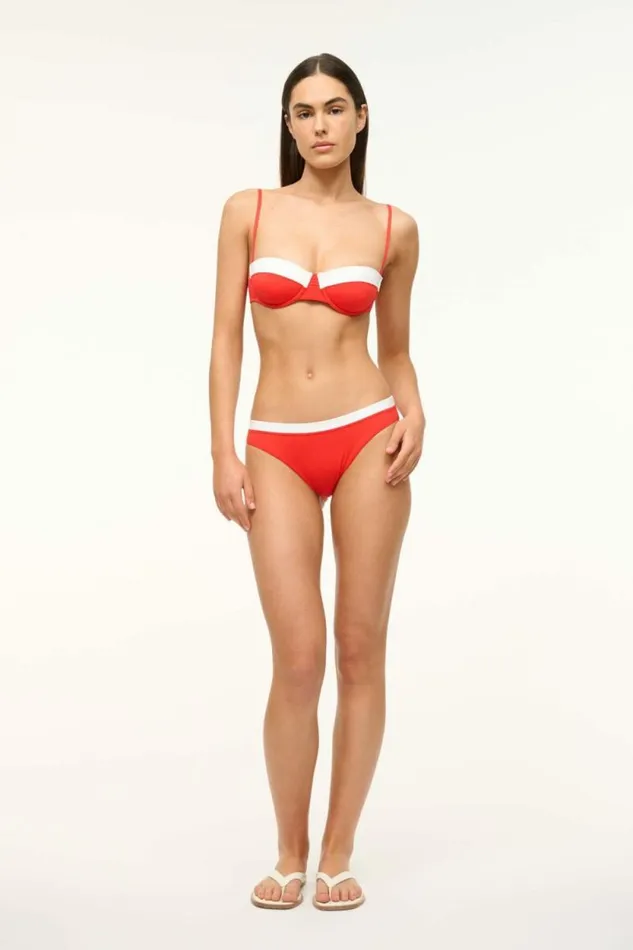 STAUD Swim JO BALCONETTE TOP Red White 8211 Women STAUD Swim JO BALCONETTE TOP Red White 8211 Women