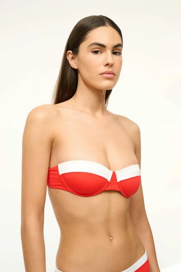 STAUD Swim JO BALCONETTE TOP Red White 8211 Women STAUD Swim JO BALCONETTE TOP Red White 8211 Women