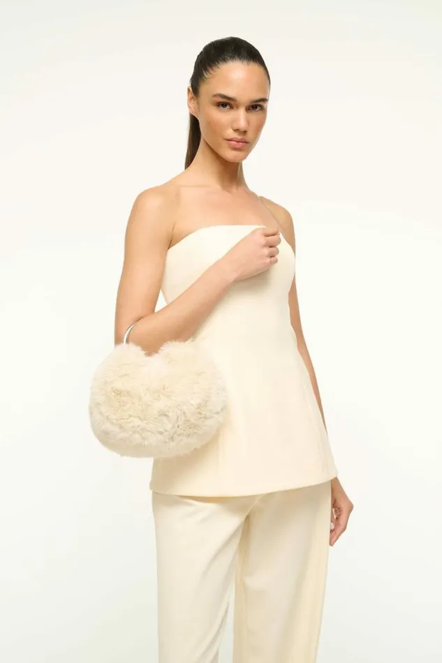 STAUD The Evening Edit ROMEO FAUX FUR BAG Cream 8211 Women STAUD The Evening Edit ROMEO FAUX FUR BAG Cream 8211 Women