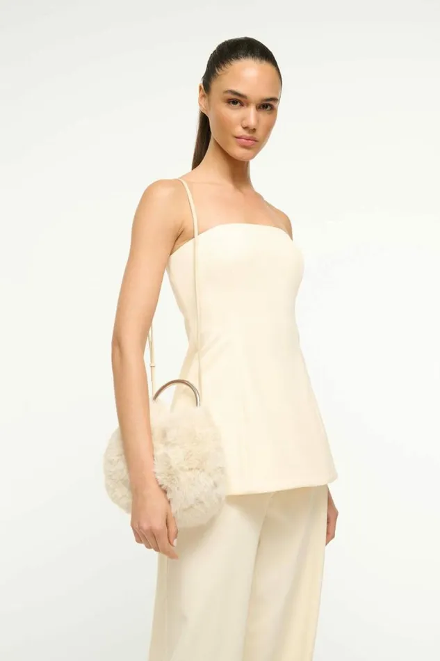 STAUD The Evening Edit ROMEO FAUX FUR BAG Cream 8211 Women STAUD The Evening Edit ROMEO FAUX FUR BAG Cream 8211 Women