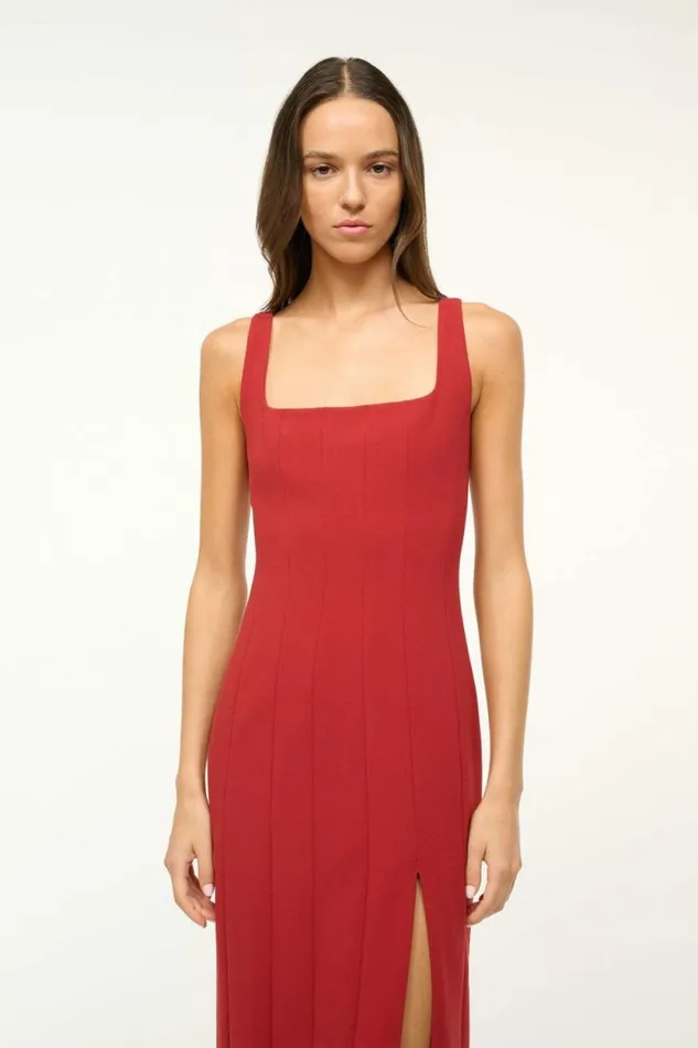 STAUD The Knit Shop ANKLE PORTRAIT DRESS Rouge 8211 Women