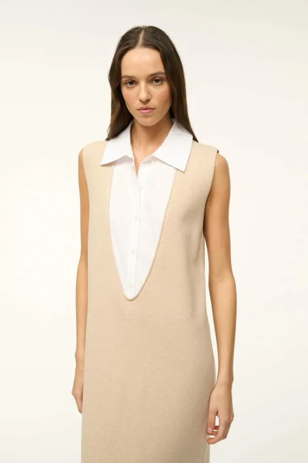 STAUD The Knit Shop LESLIE DRESS Camel White 8211 Women STAUD The Knit Shop LESLIE DRESS Camel White 8211 Women