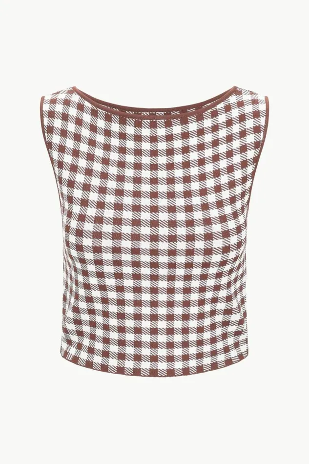 STAUD Tops MONTGOMERY TOP Dark Chocolate Gingham 8211 Women STAUD Tops MONTGOMERY TOP Dark Chocolate Gingham 8211 Women