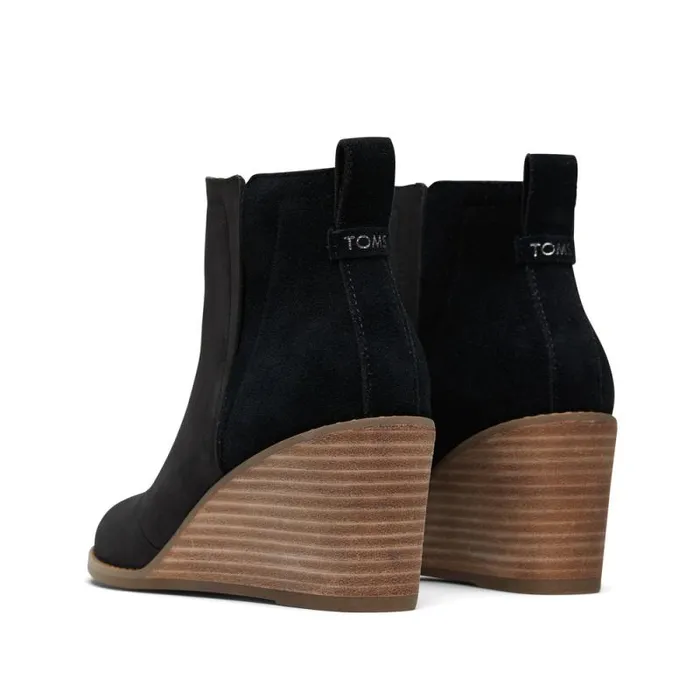 Toms Boots and Booties Clare Wedge Boot Black Leather 8211 Women