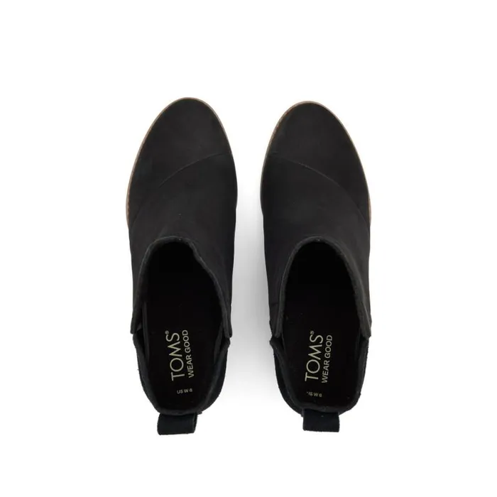 Toms Boots and Booties Clare Wedge Boot Black Leather 8211 Women