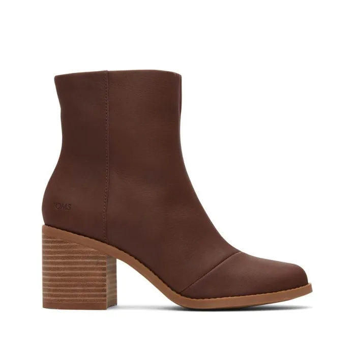 Toms Boots and Booties Evelyn Heeled Boot Leather Chestnut 8211 Women