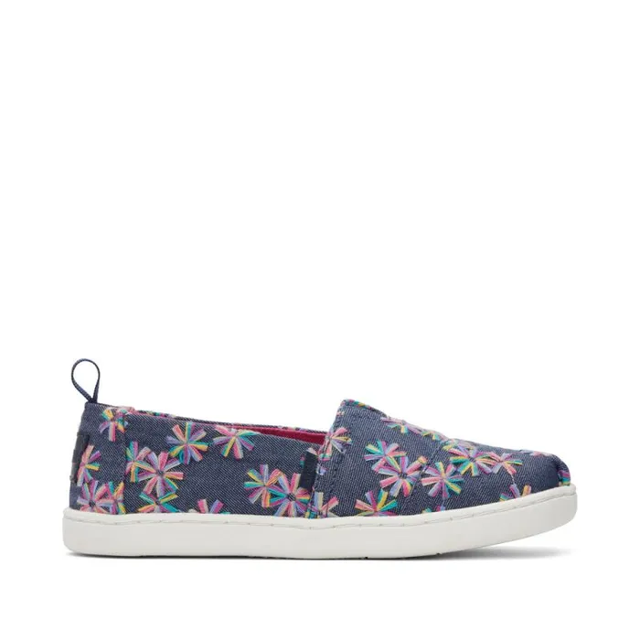 Toms TOMS Classics Alpargata Kids Shoe Navy Embroidered Floral 8211 KidsWomen
