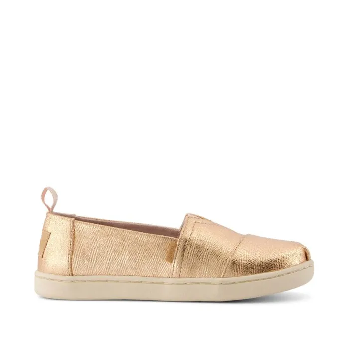 Toms TOMS Classics Alpargata Kids Shoe Rose Gold Metallic Herringbone 8211 WomenKids