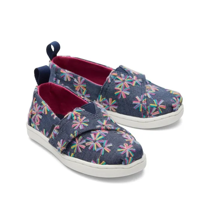 Toms TOMS Classics Alpargata Toddler Shoe Navy Embroidered Floral 8211 KidsWomen