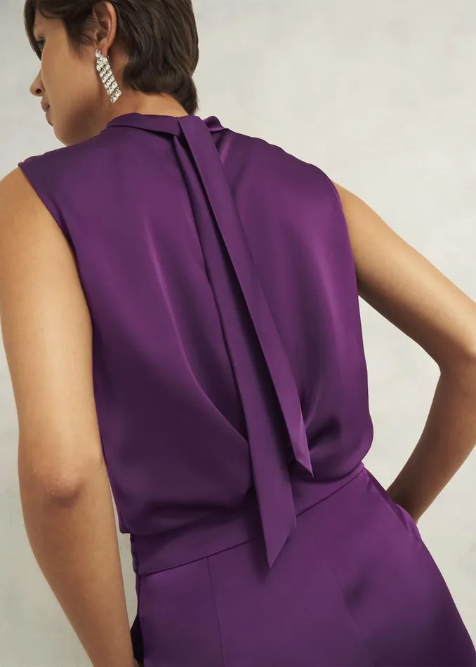 Tops Women HOBBS Eren Satin Blouse Vibrant Purple