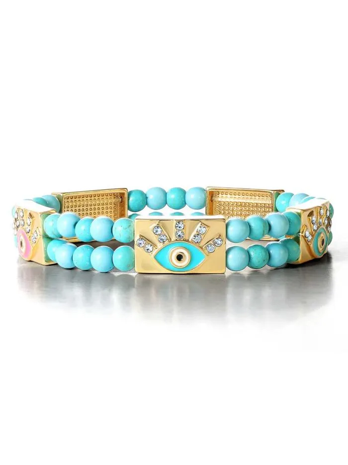 Turquoise Collection Accessories Jessica Simpson Evil Eye Turquoise Bead Stretch Bracelet