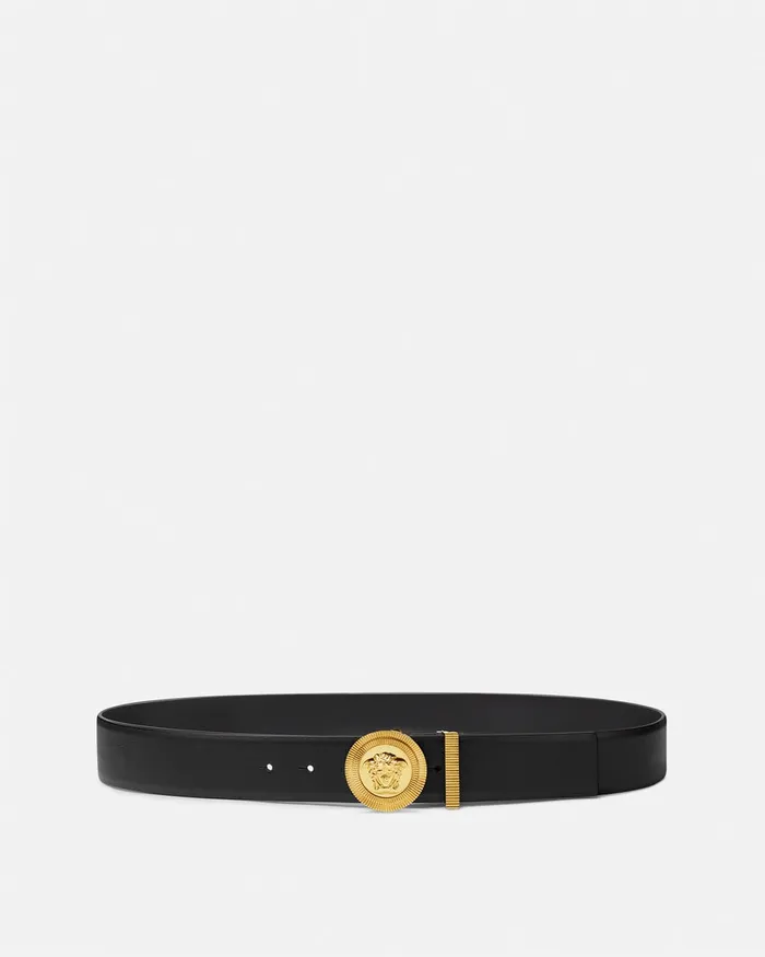 Versace Belts Men Medusa Biggie Leather Belt 4 Cm Blackgold